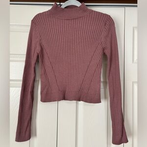 She + Sky Dusty Rose Ribbed Sweater
